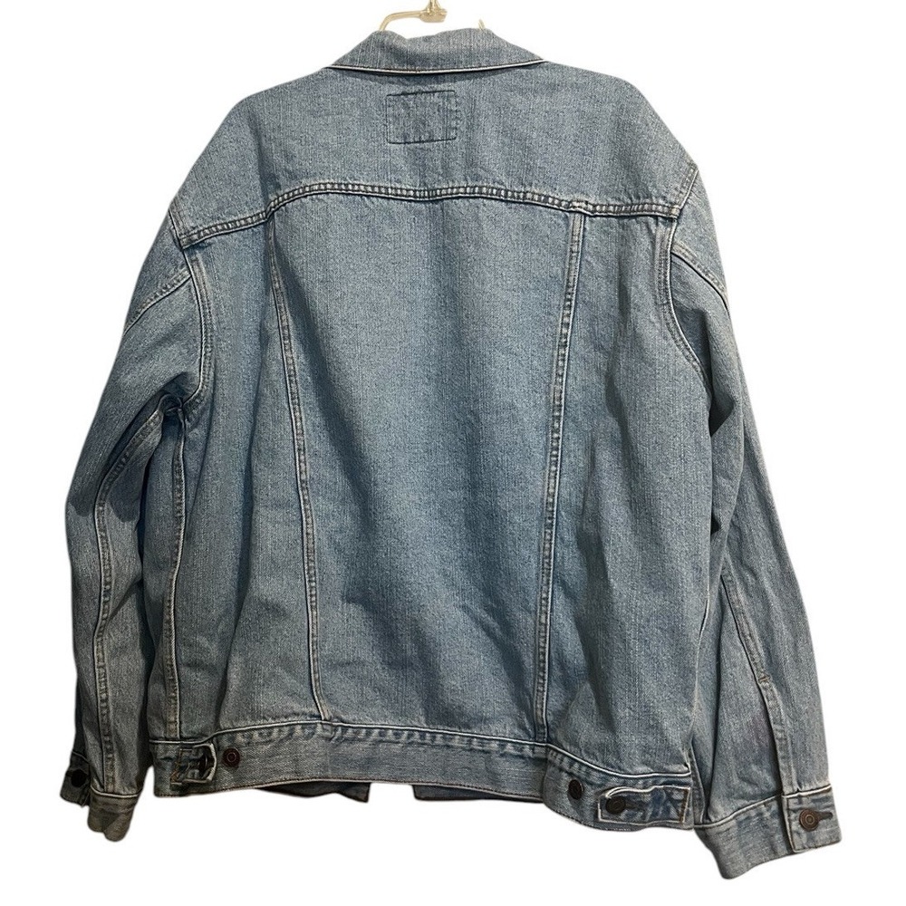 Levi Strauss Signature Denim Trucker Jacket Size XL Blue Cotton Small Flaw Pics - Picture 2 of 7